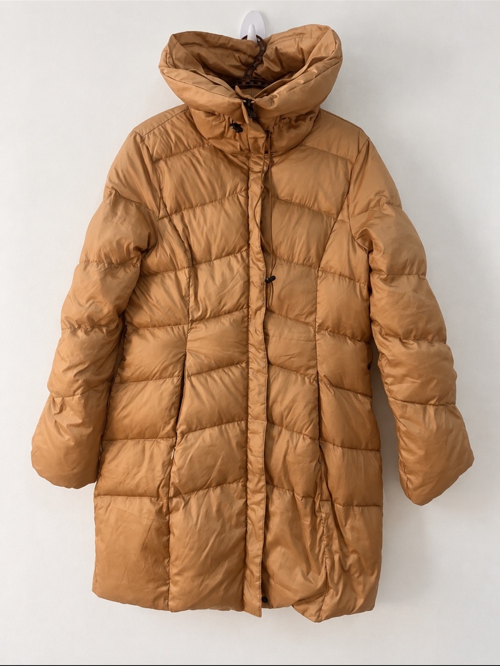 Women's Insulated Long Puffer Coat - Tan